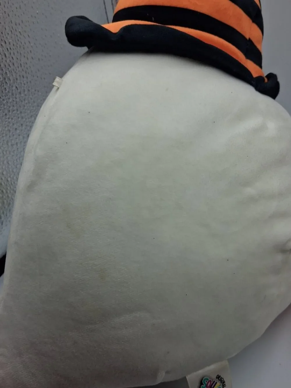 Halloween BOO! Squishmallow Ghost w/Black & Orange Witch Hat 10